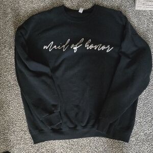 Jerzees Black Crewneck Sweatshirt with White Script